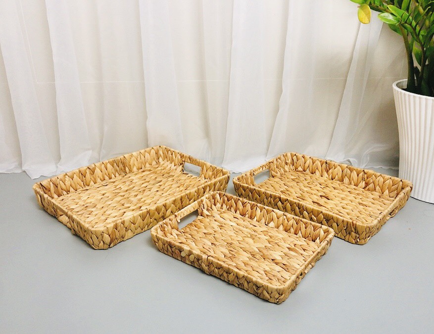 Set of 3 Rect Hyacinth Trays